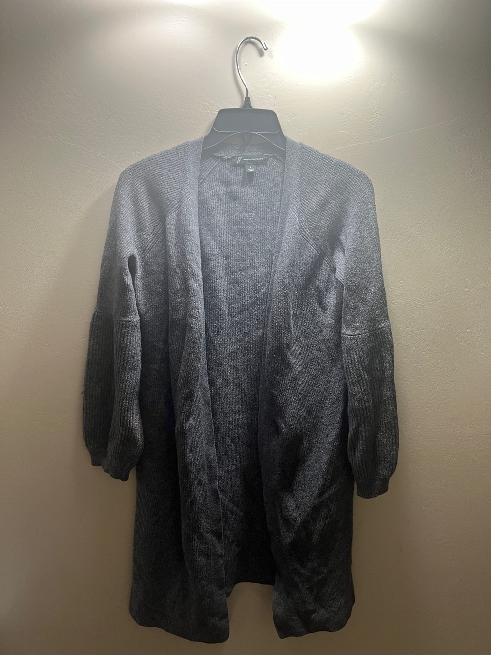 INC International Concepts Women's Open-Front Teddy Jacket in Gray